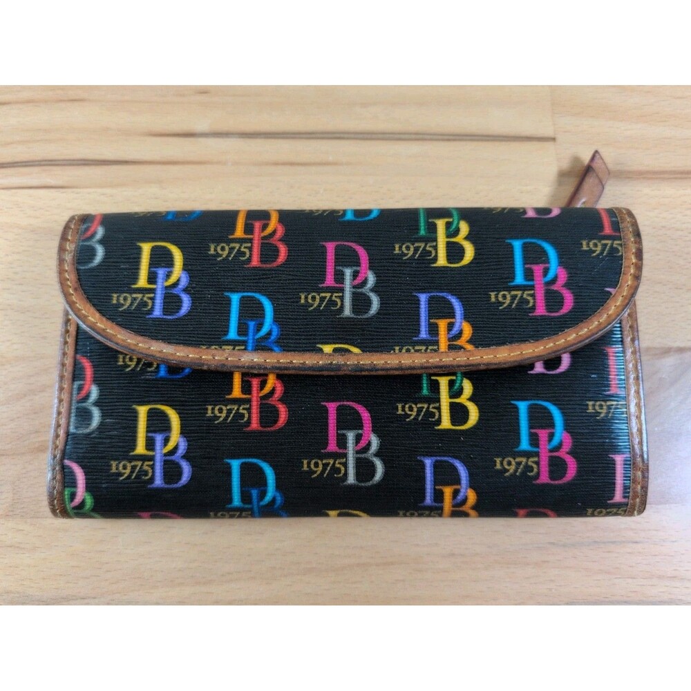 Dooney Bourke DB 1975 Logo Rainbow Continental Clutch Wallet Y2K Vintage Retro